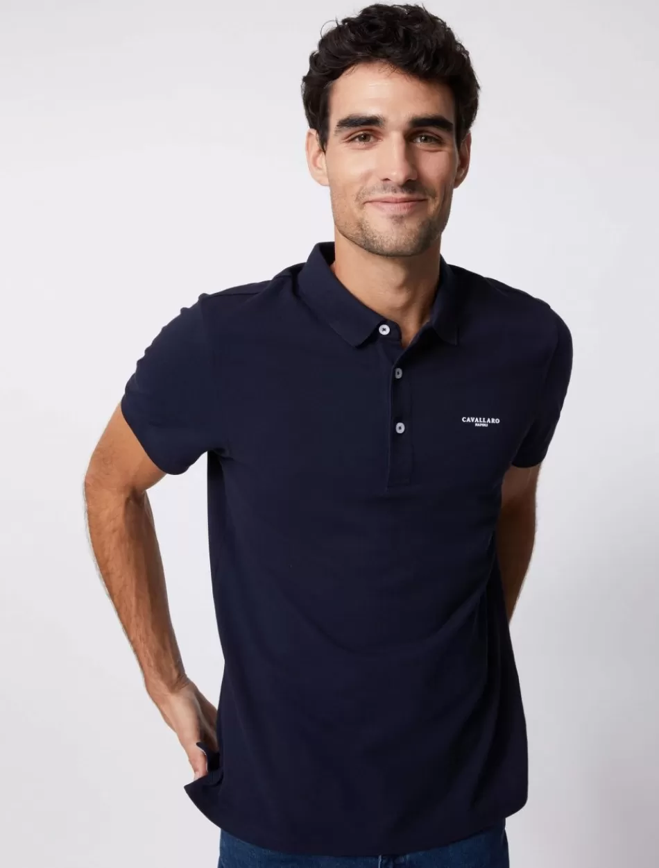 Poloshirts>Cavallaro Napoli Basic Polo Donkerblauw