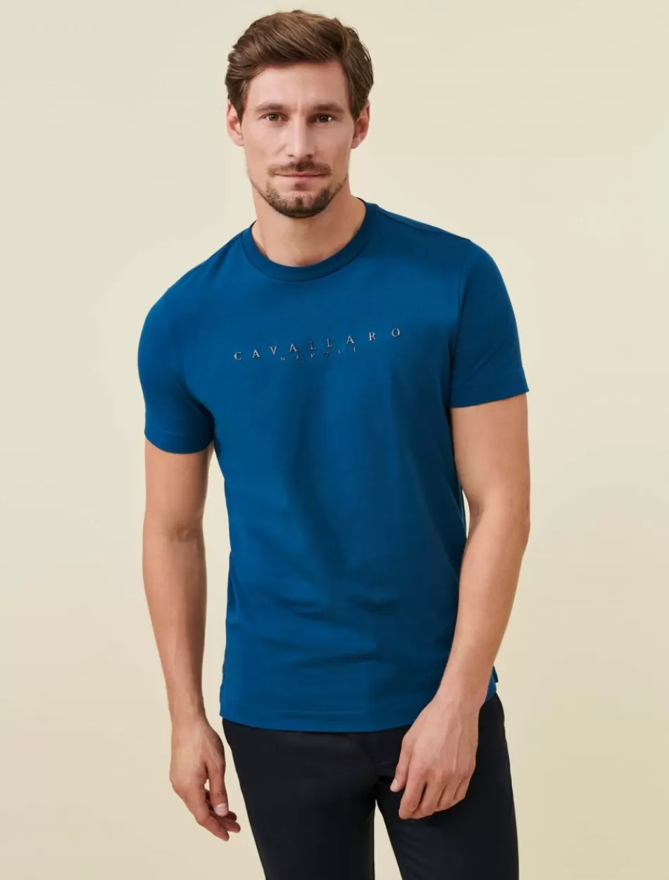 T-Shirts>Cavallaro Napoli Cavagio T-Shirt Petrol Blue