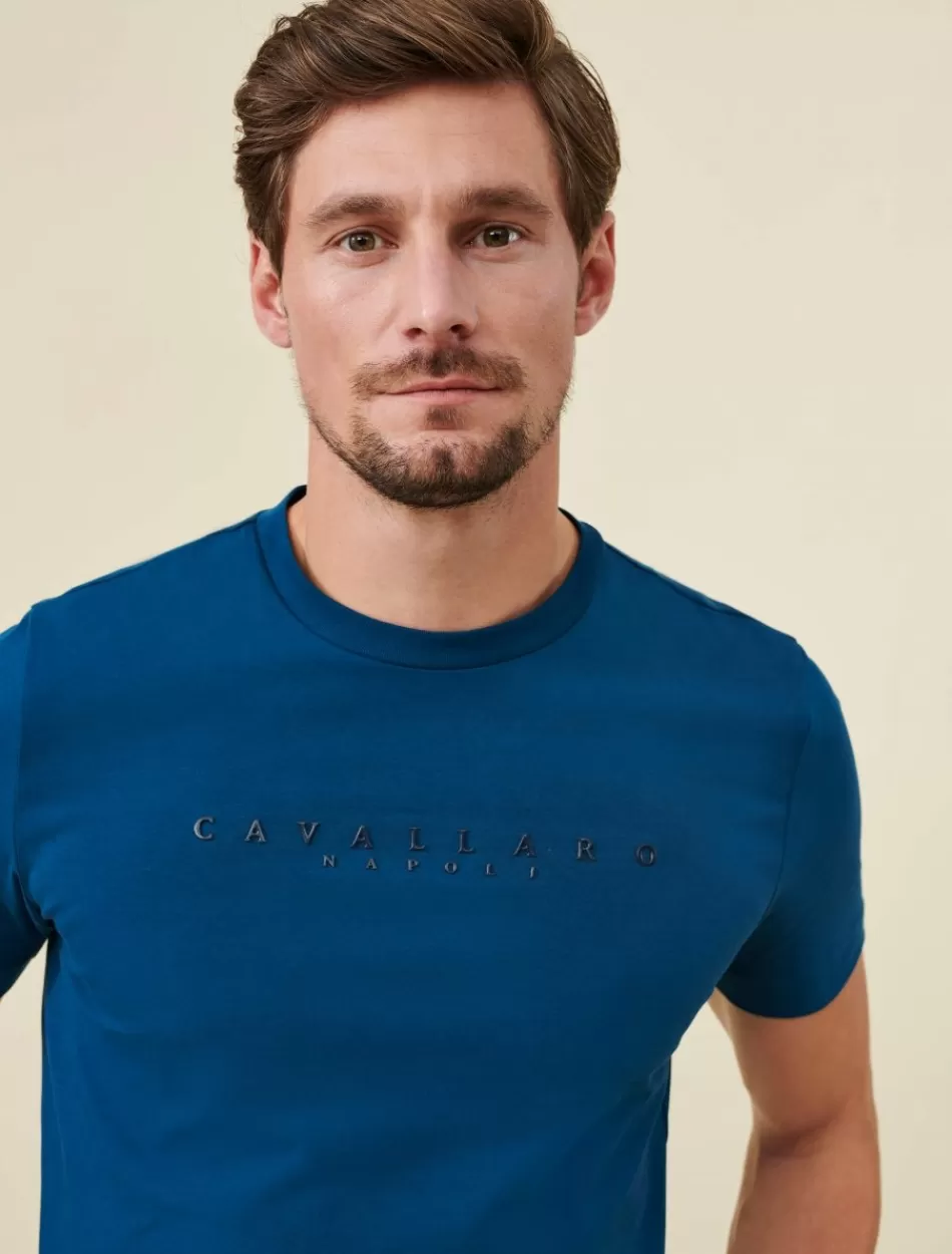 T-Shirts>Cavallaro Napoli Cavagio T-Shirt Petrol Blue