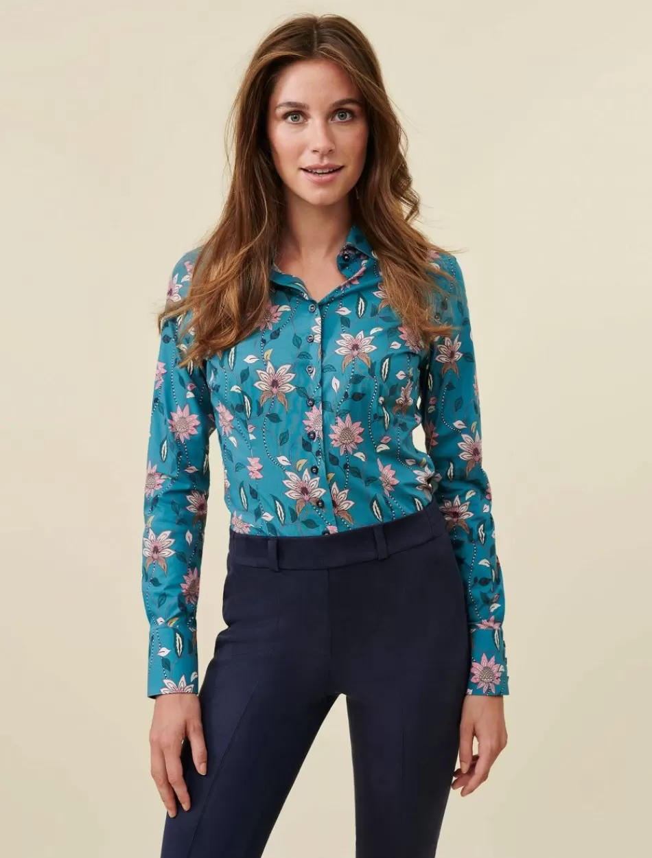 Blouses>Cavallaro Napoli Marietta Blouse Lt Petrol Blue / Pin