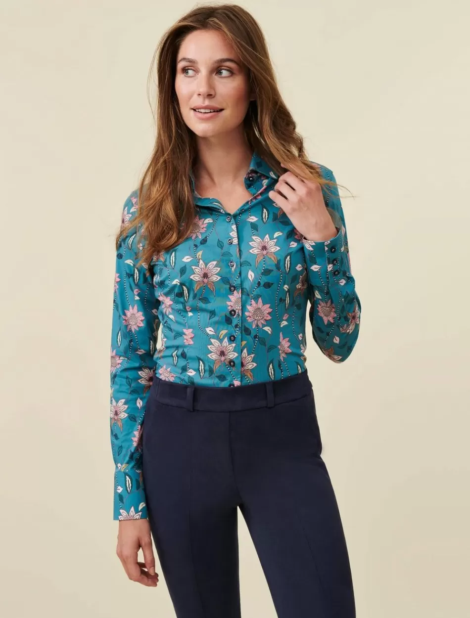 Blouses>Cavallaro Napoli Marietta Blouse Lt Petrol Blue / Pin