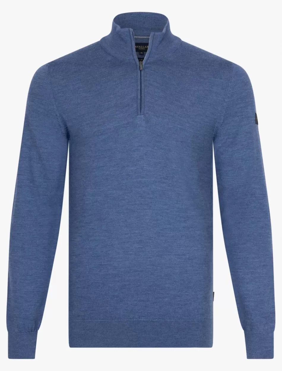 Truien>Cavallaro Napoli Merino Half Zip Trui Blauw