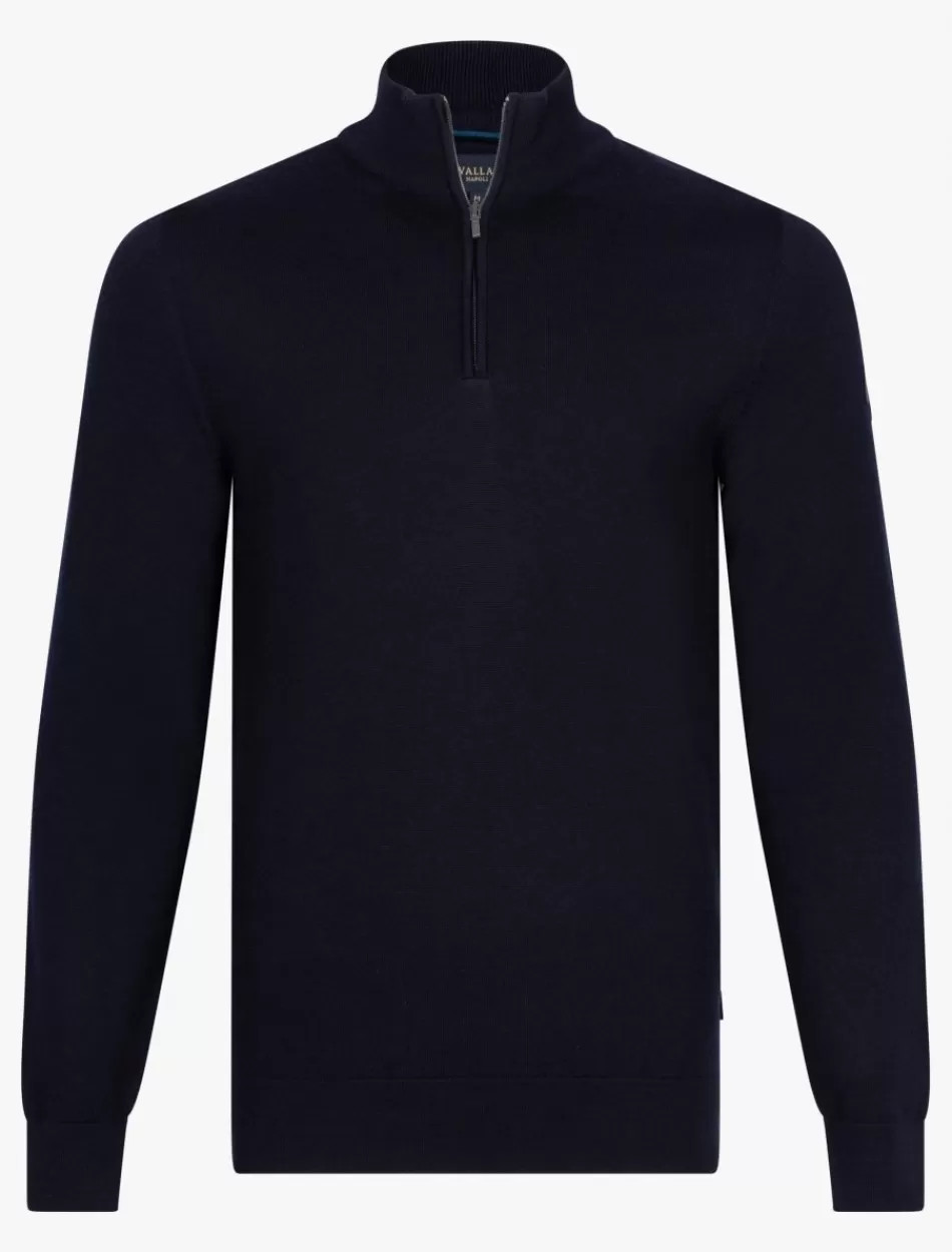 Truien>Cavallaro Napoli Merino Half Zip Trui Donkerblauw