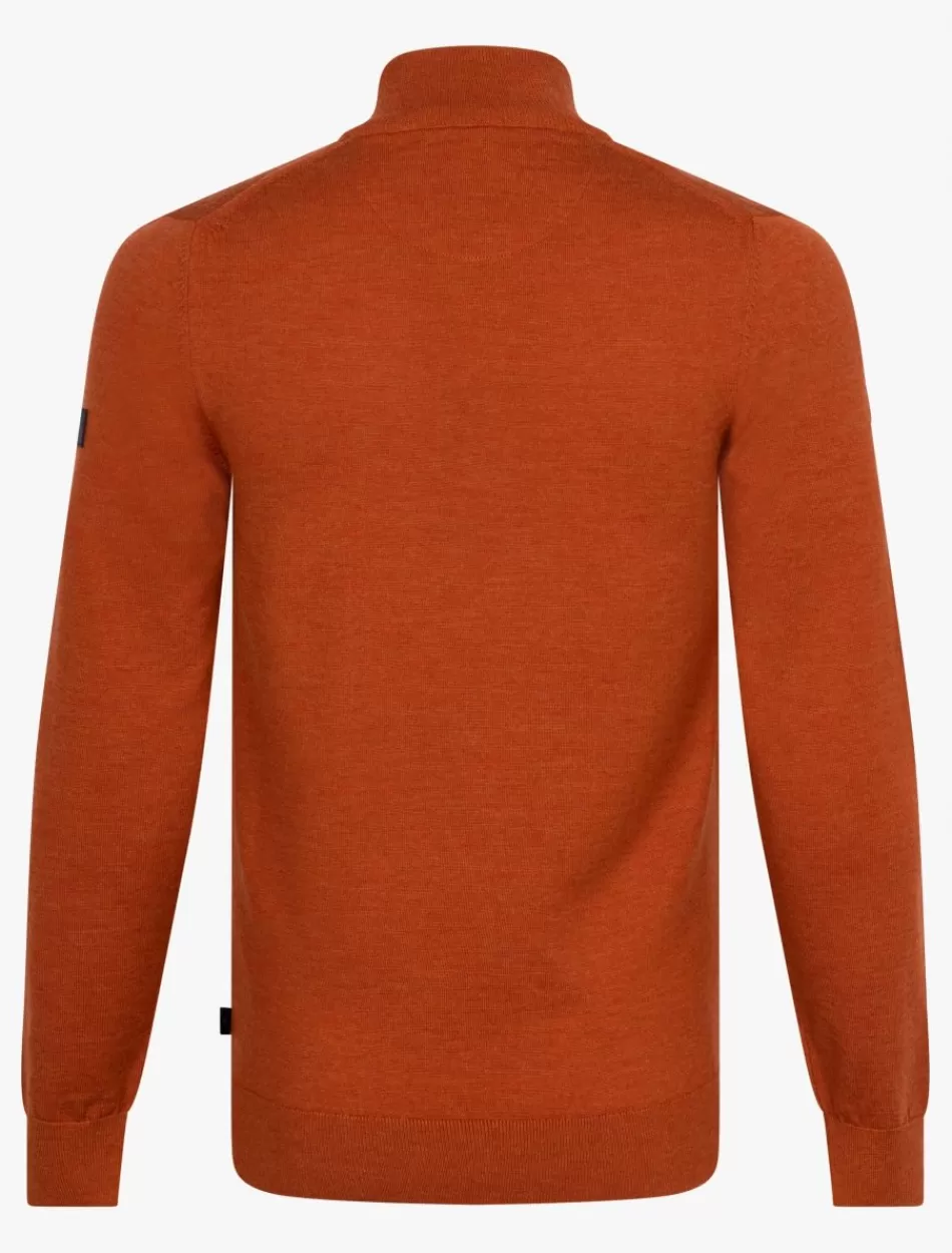 Truien>Cavallaro Napoli Merino Half Zip Trui Oranje