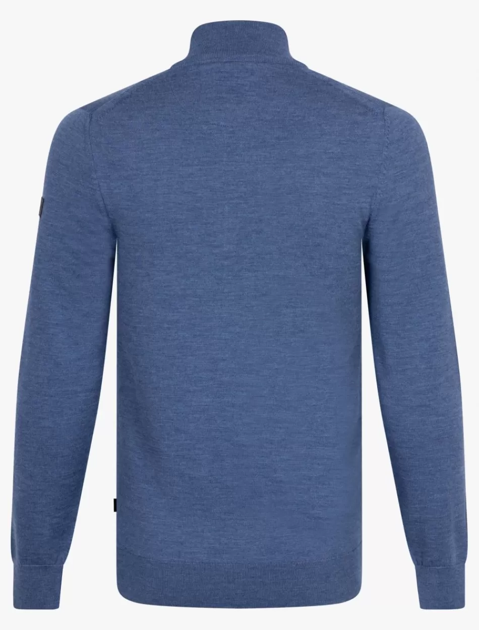 Truien>Cavallaro Napoli Merino Half Zip Trui Blauw