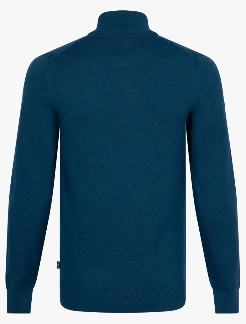 Truien>Cavallaro Napoli Merino Half Zip Trui Petrol