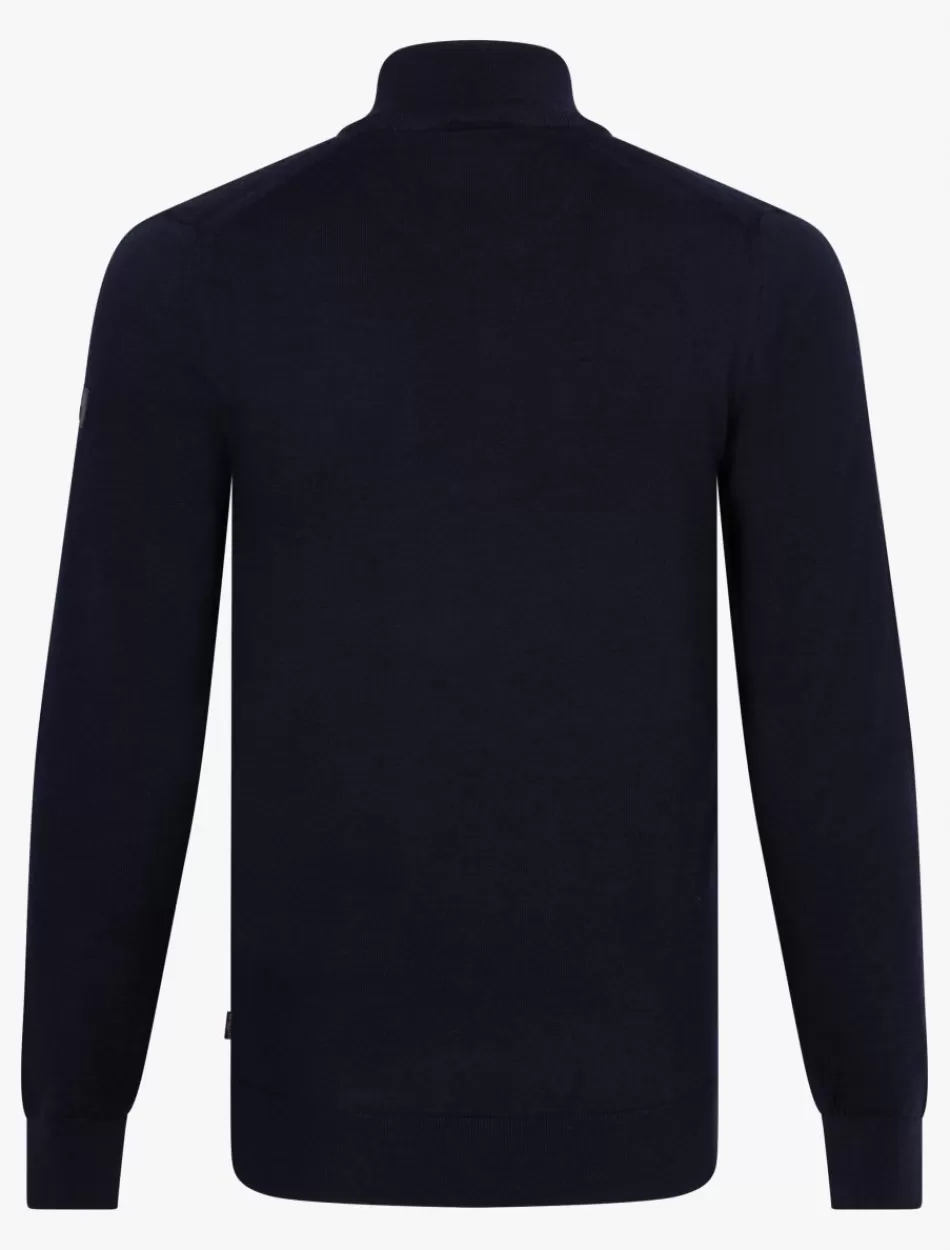 Truien>Cavallaro Napoli Merino Half Zip Trui Donkerblauw