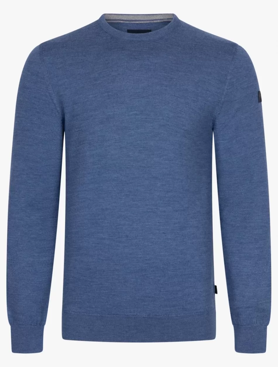 Truien>Cavallaro Napoli Merino R-Neck Trui Blauw