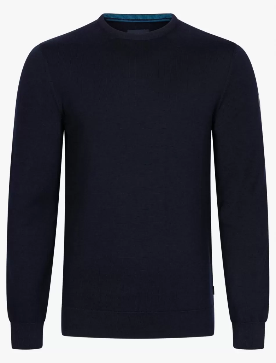 Truien>Cavallaro Napoli Merino R-Neck Trui Donkerblauw