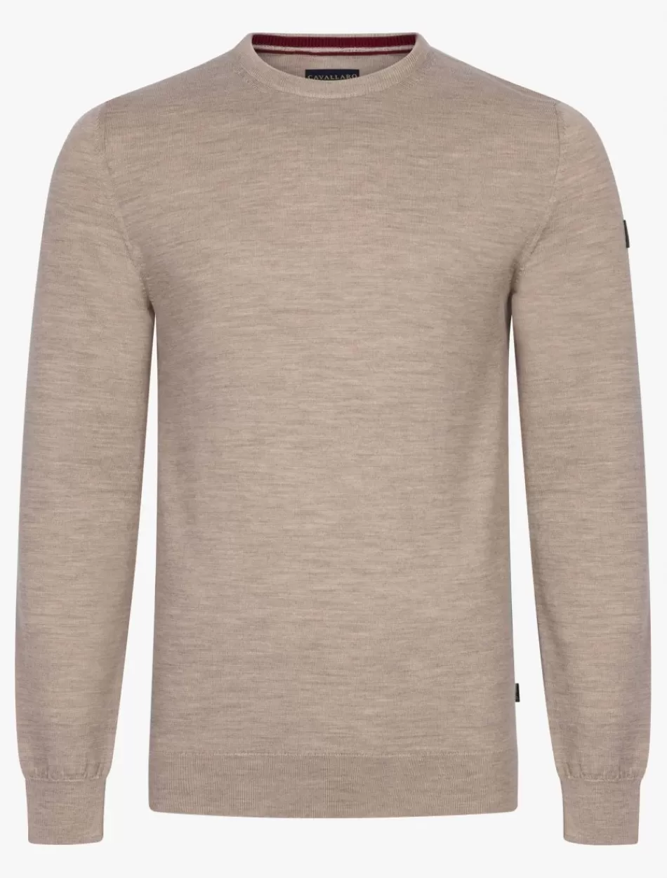 Truien>Cavallaro Napoli Merino R-Neck Trui Zand