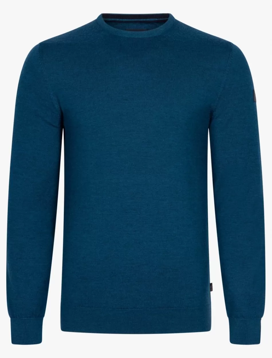 Truien>Cavallaro Napoli Merino R-Neck Trui Petrol