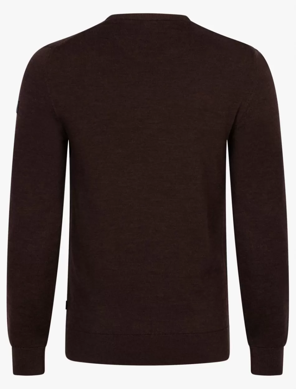 Truien>Cavallaro Napoli Merino R-Neck Trui Bruin