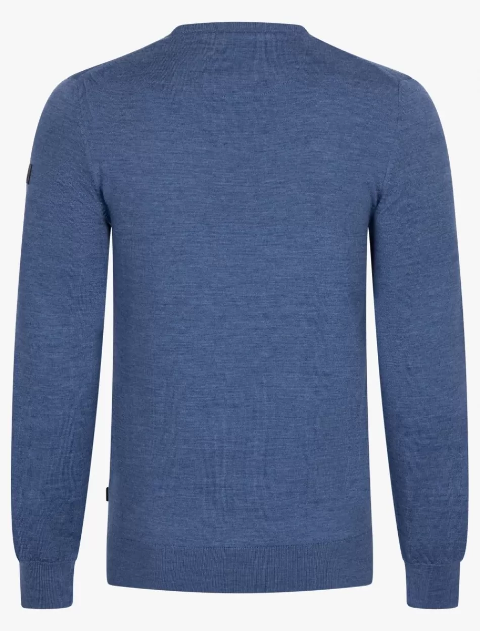 Truien>Cavallaro Napoli Merino R-Neck Trui Blauw