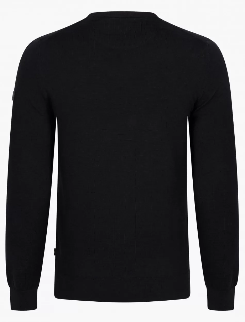 Truien>Cavallaro Napoli Merino R-Neck Trui Zwart