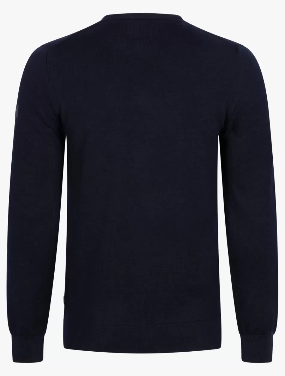 Truien>Cavallaro Napoli Merino R-Neck Trui Donkerblauw