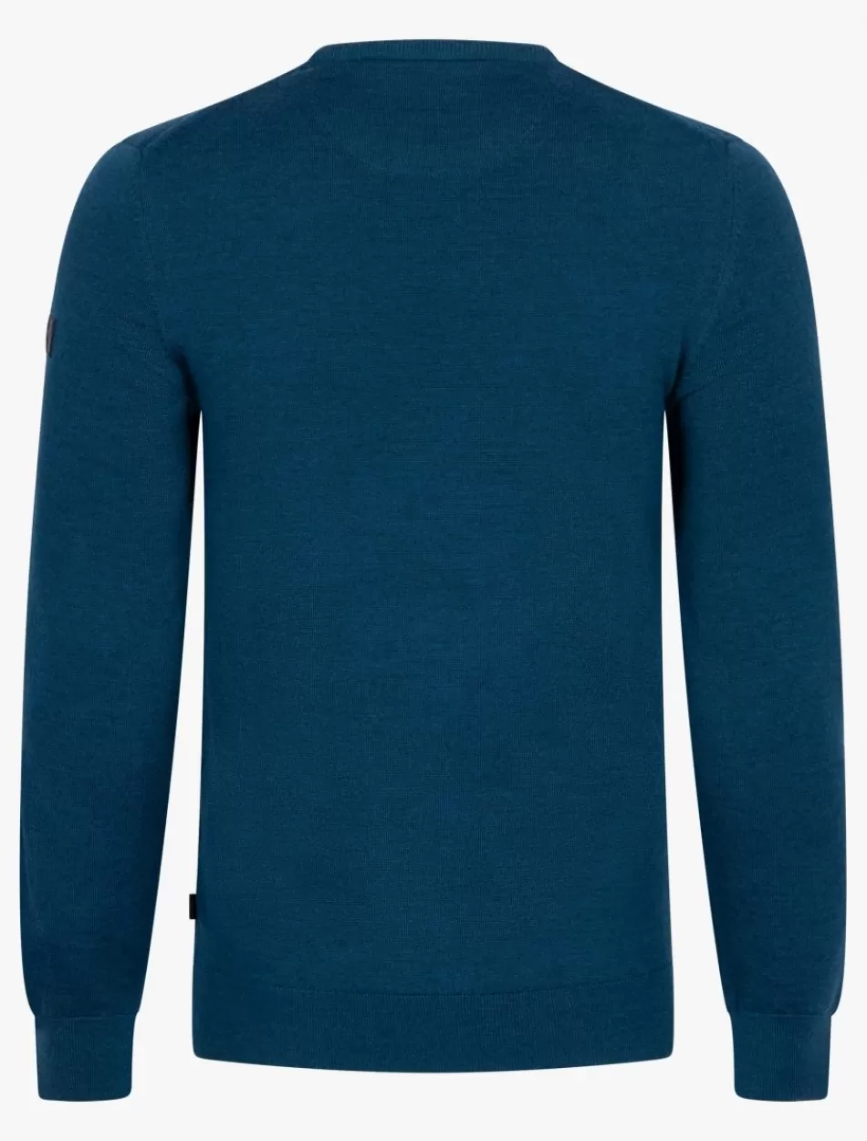 Truien>Cavallaro Napoli Merino R-Neck Trui Petrol