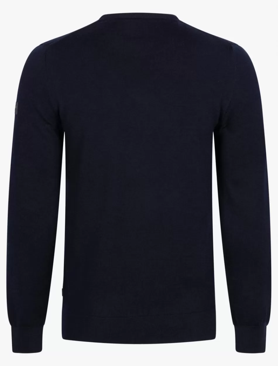 Truien>Cavallaro Napoli Merino V-Neck Trui Donkerblauw