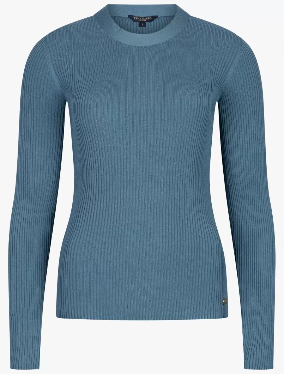 Tops & T-Shirts>Cavallaro Napoli Mezzolara Top Light Petrol Blue