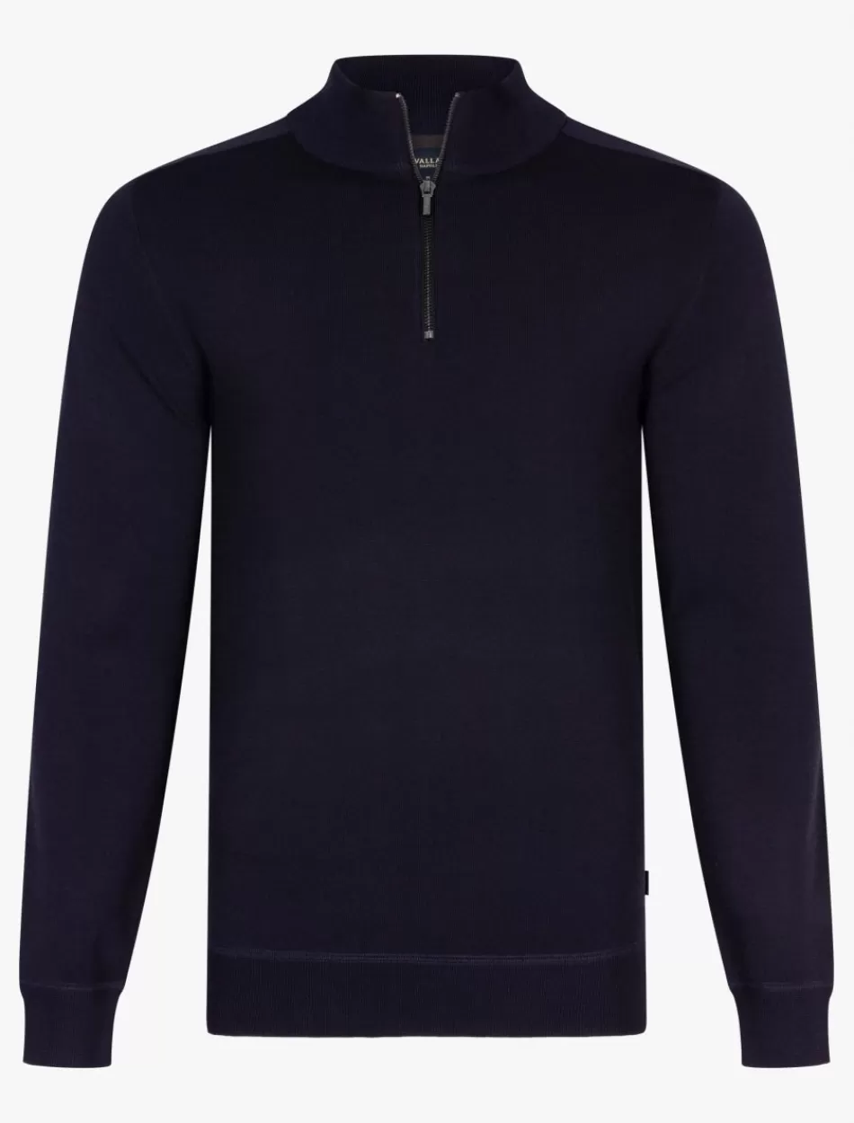 Truien>Cavallaro Napoli Mileno Half Zip Trui Donkerblauw