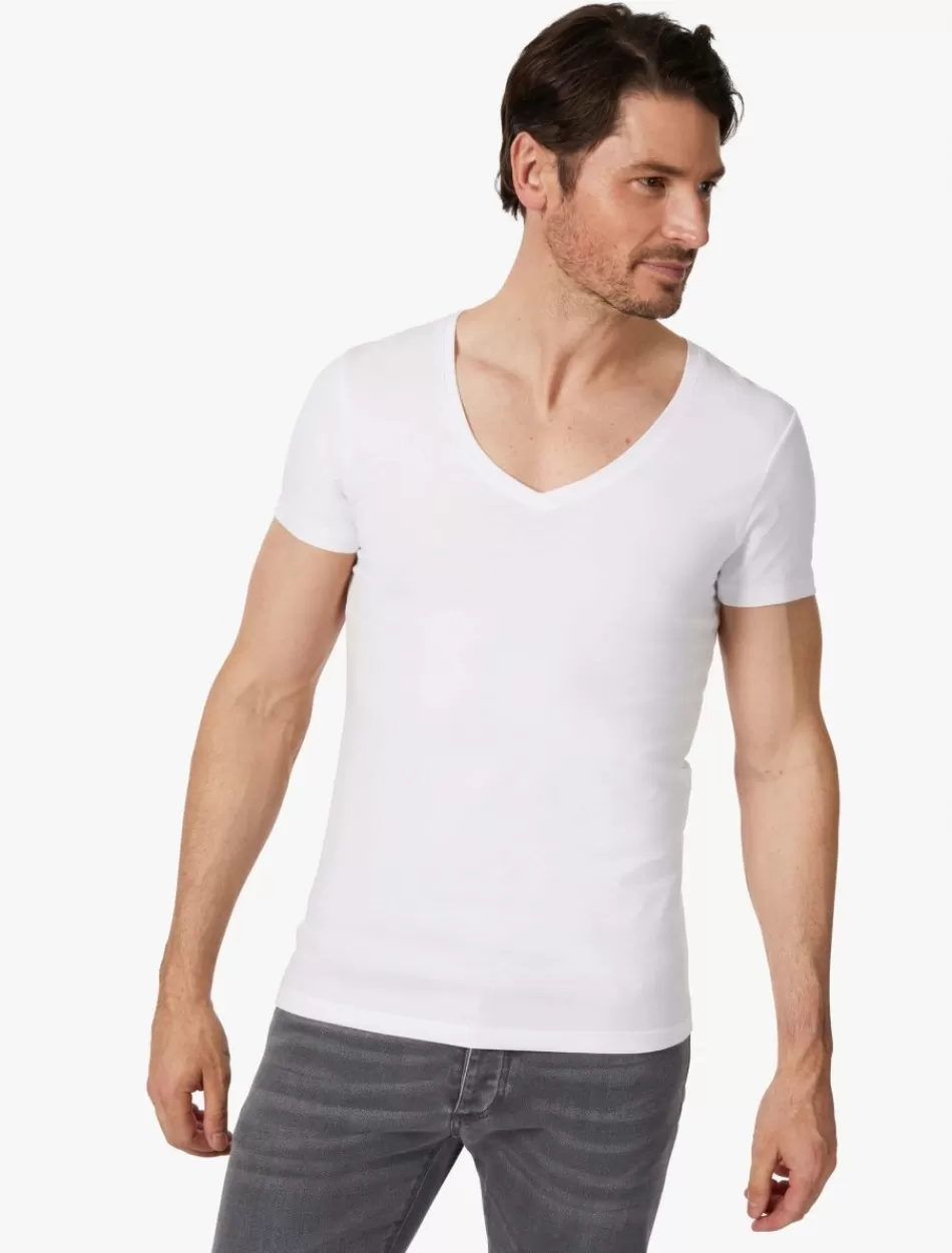 T-Shirts>Cavallaro Napoli V-Neck Low 2-Pack Ondershirts Wit